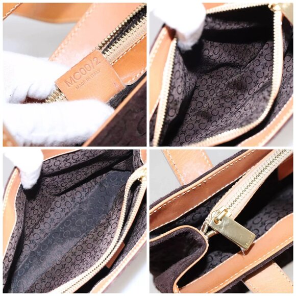 CELINE C Macadam Canvas Hand Bag Suede Brown Gold Auth - Picture 15 of 16